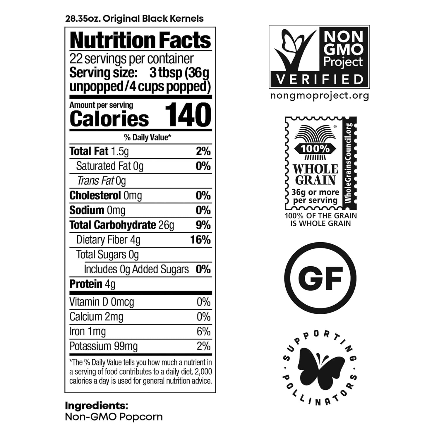 Gourmet Specialty Popcorn Kernels, Original Black, 28.35 oz V4989