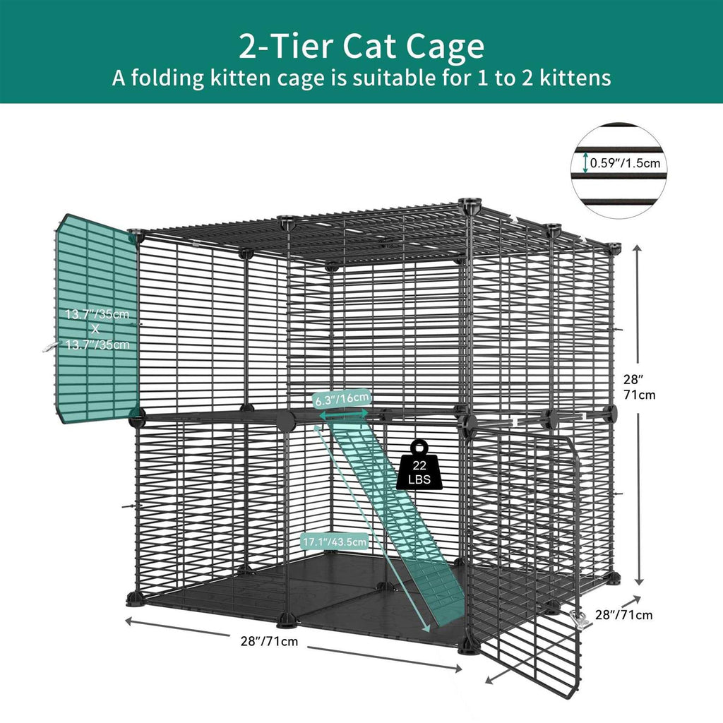 Cat Cage 2 Tier Indoor Pet Playpen Metal Kennel E580573