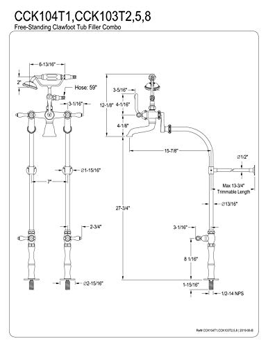 Vintage Tub Filler Combo with Lever Handle, Polished Chrome U234912