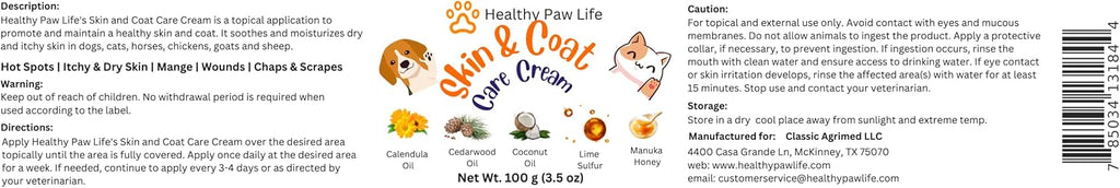 Skin and Coat Care Ointment for Pets, Itchy or Dry Skin, Wounds, Hot Spots L673