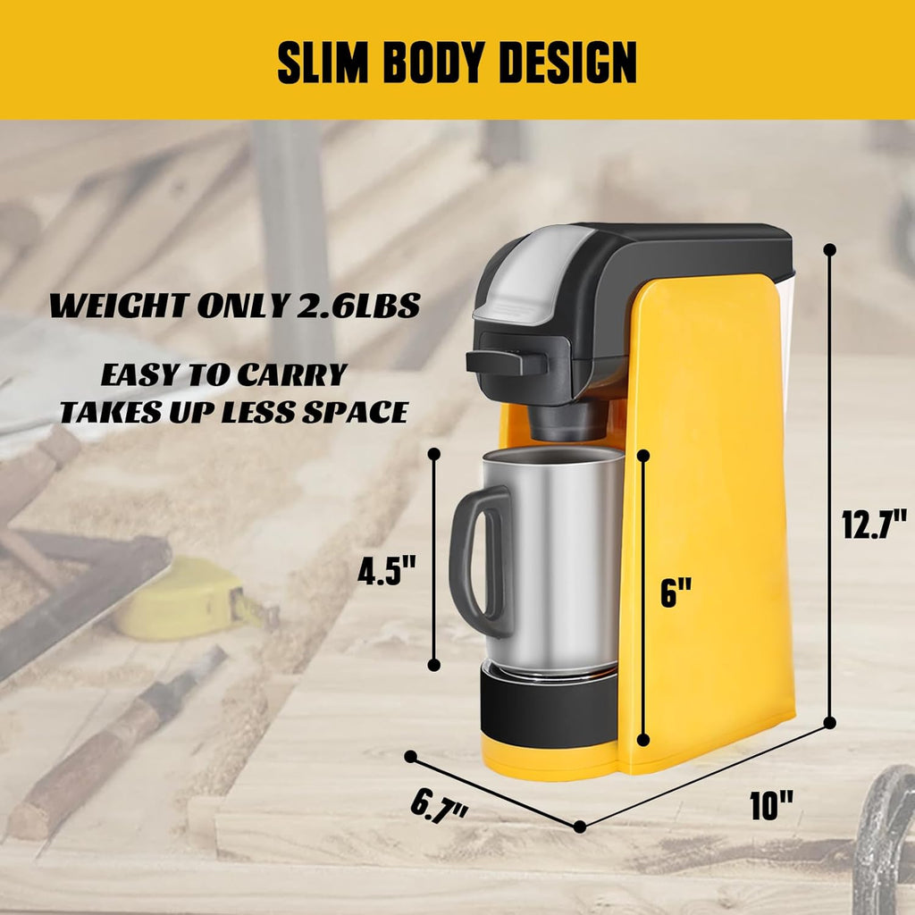 Cordless Coffee Maker for 20V Max Battery, Portable Single-Serve Brewer for K-Cup Pods and Ground Coffee U312981