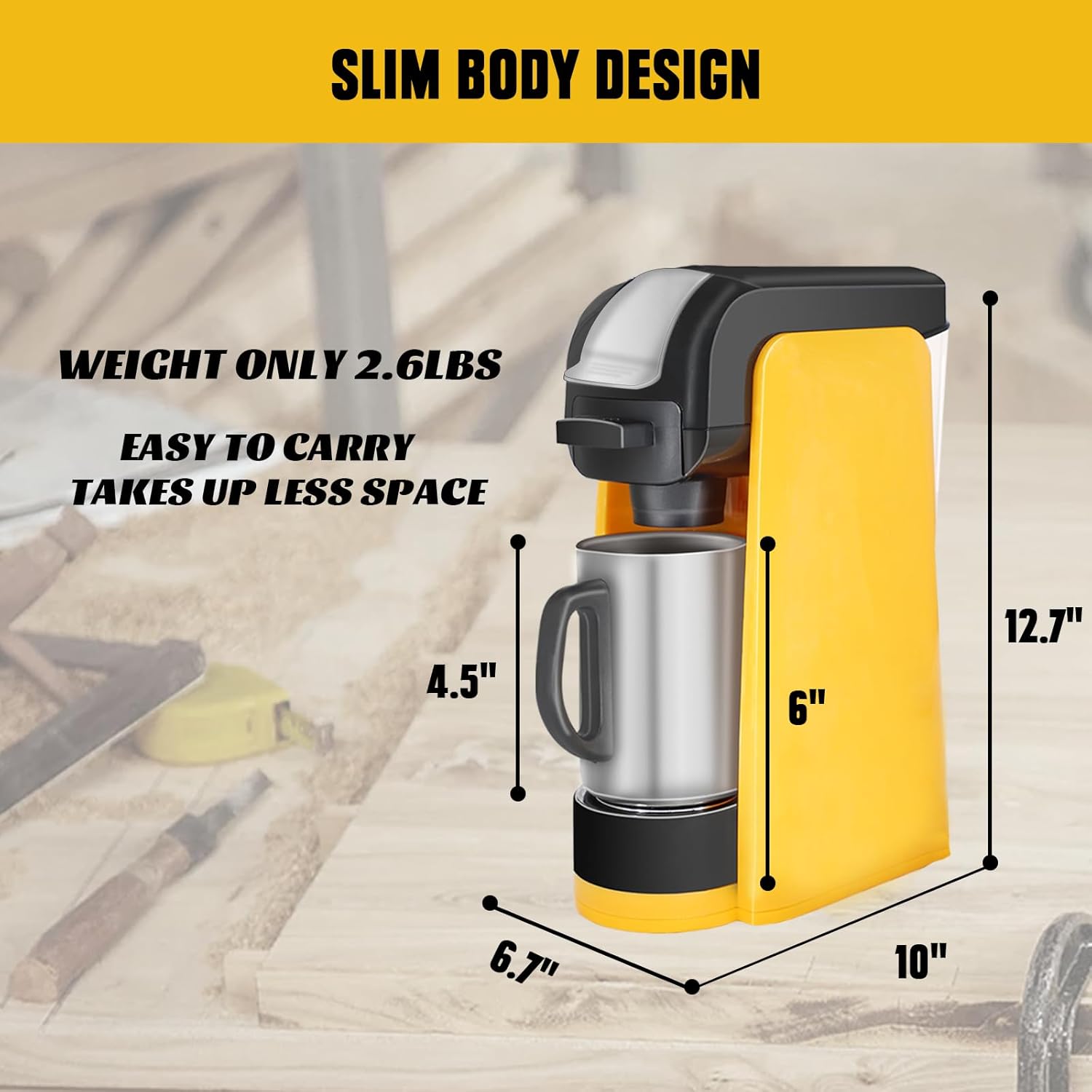 Cordless Coffee Maker for 20V Max Battery, Portable Single-Serve Brewer for K-Cup Pods and Ground Coffee U312981