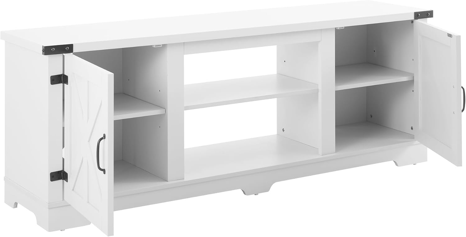 Farmhouse TV Media Stand with Open Shelves and Cabinets for TVs Up to 70 Inches F56676