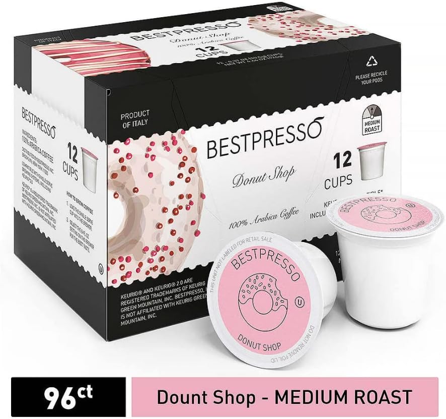 Single Serve Iced Coffee Brewer with 3 Brew Sizes, Space-Saving Design, Bundle with Medium Roast Pods and Cleaning Cups Y752361