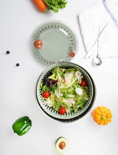 Stainless Steel Salad Spinner with Drain, 5.3 Qt D726652