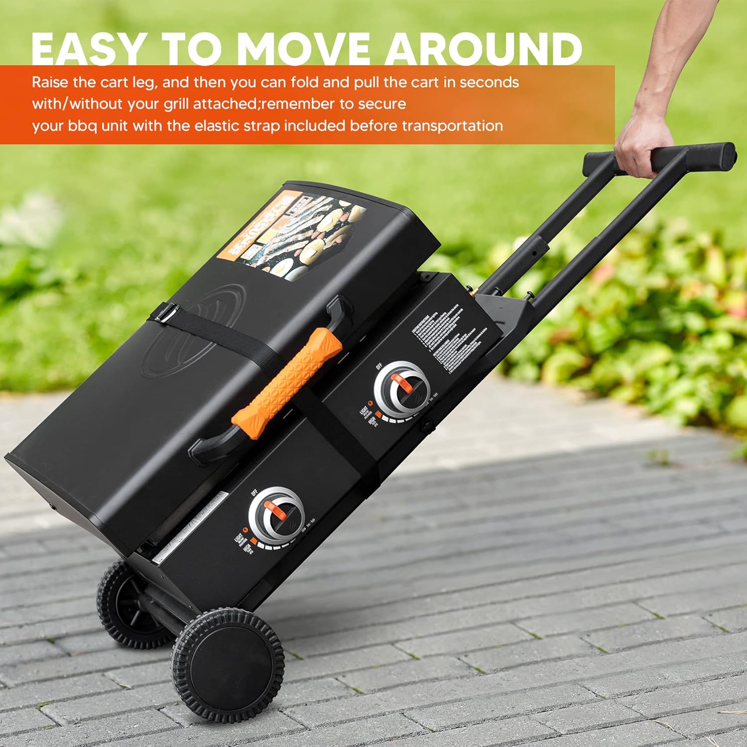 Portable Griddle Stand for 22 Inch & 17 Inch, Outdoor Fold Grill Cart with Wheel and Shelf M78912