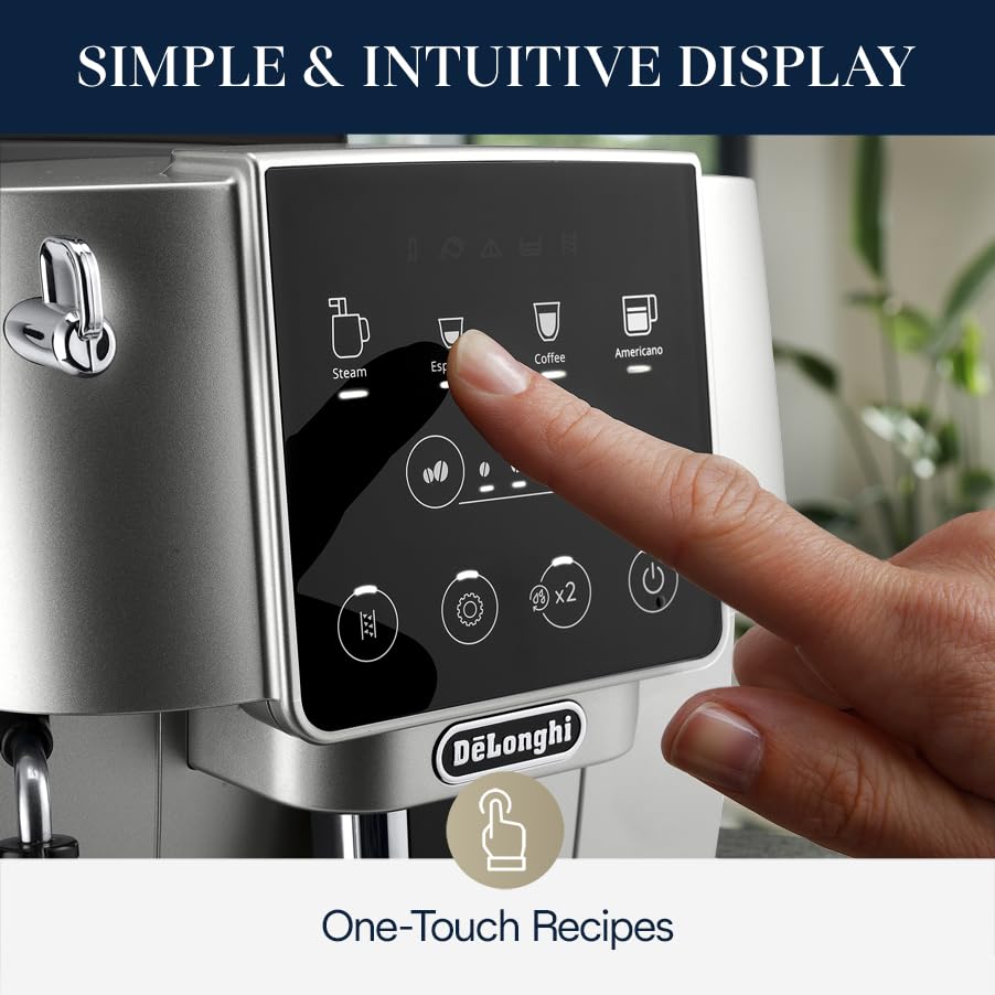 Automatic Espresso & Coffee Machine with Manual Milk Frother, Built-in Grinder, Silver D4552