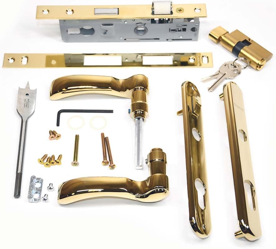 Andersen Storm Door Handle Assembly in Brass Finish Traditional Style for 1 1/4" OR 1 1/2" THICK ALUMINUMD FULL VIEW STORM DOORS MANUFACTURED AFTER 2004