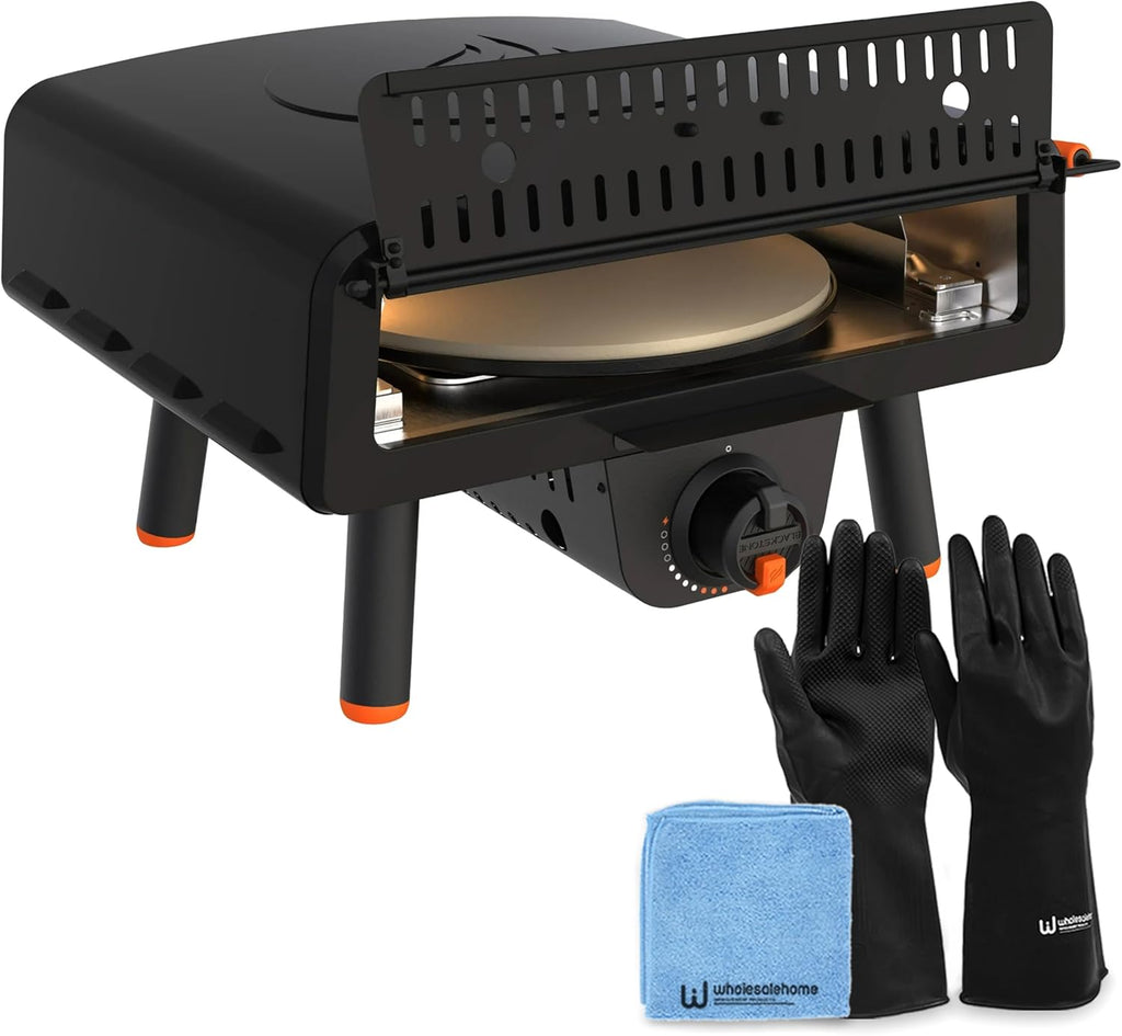 Blackstone Leggero Pizza Oven, Portable Outdoor Electric Pizza Oven with 13" Rotating Cordierite Stone, Wholesalehome Gloves and Cloth Included