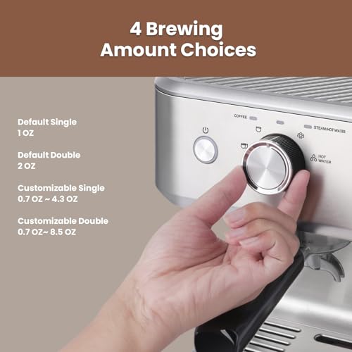Commercial Espresso Machine with Adjustable Temperature and Milk Frother B429800