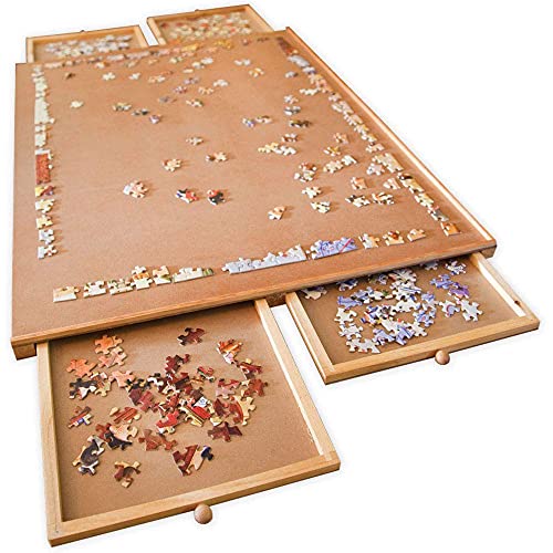 1000 Piece Wooden Puzzle Board with Drawers and Spinner Q826