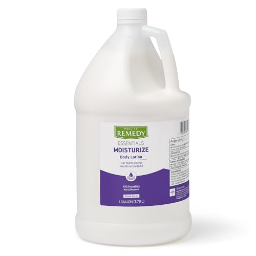 Medline Remedy Essentials Moisturizing Body Lotion (1 Gallon Bottle), Fresh Scent, Hydrating, Non-Greasy, For Dry Skin, Hypoallergenic, Men, Women, Elderly