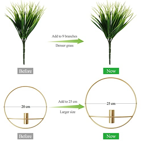 Set of 2 Artificial Plants with Gold Metal Hanging Hoop for Wall Decor L338100