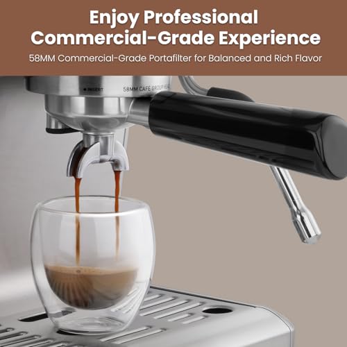 Commercial Espresso Machine with Adjustable Temperature and Milk Frother B429800