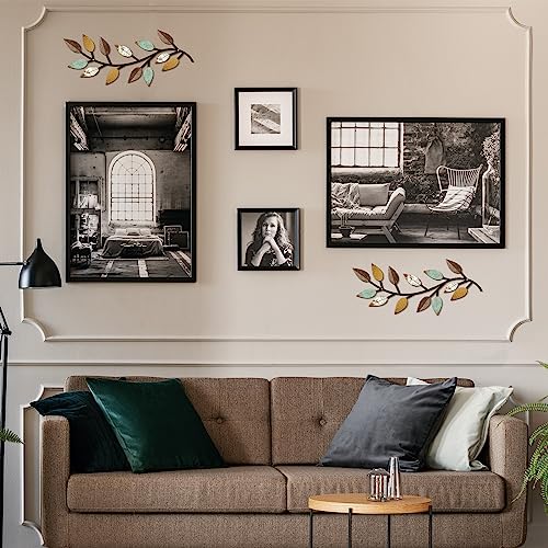 Metal Tree Leaf Wall Decor Set of 2 for Living Room O140
