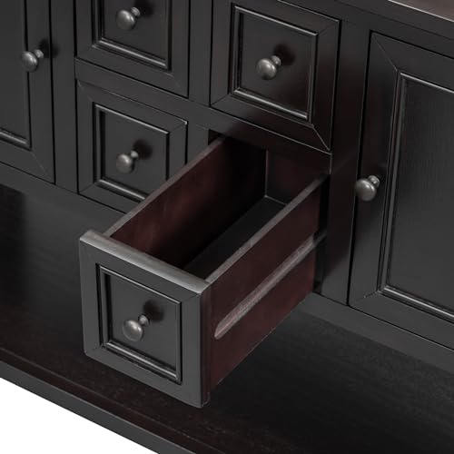 Farmhouse Sideboard Buffet Cabinet with Storage Drawers and Bottom Shelf Y384