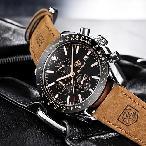 Mens Analog Quartz Chronograph Waterproof Wrist Watch with Calendar I562348