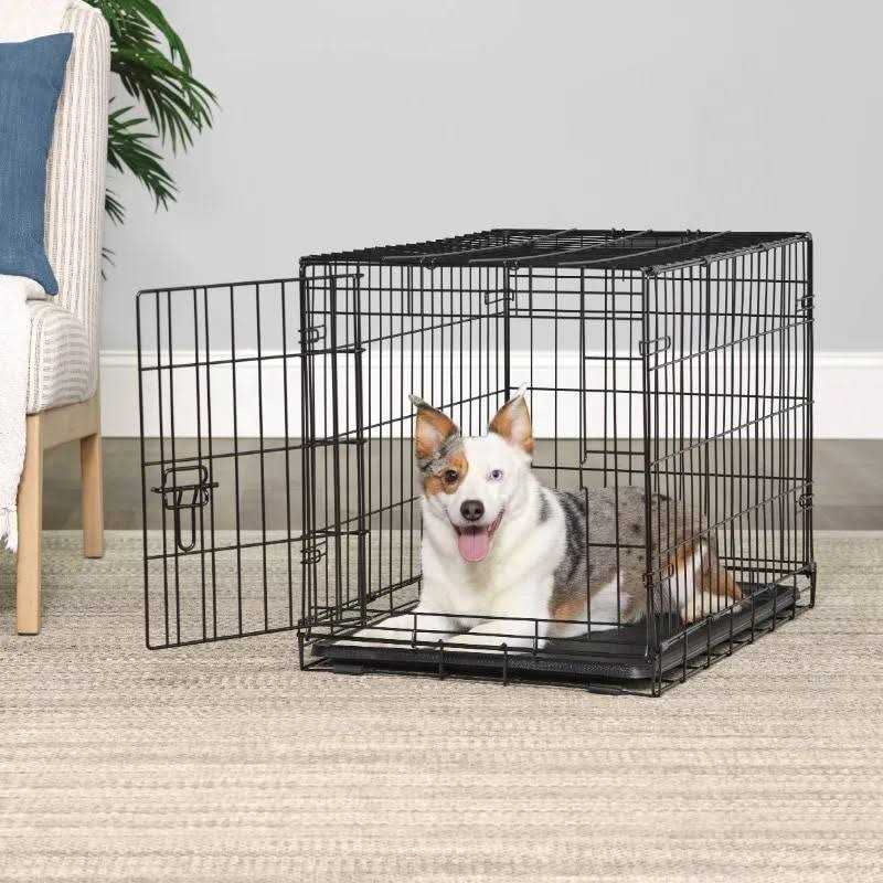 Single Door Folding Metal Wire Dog Crate with Divider and Tray O1597