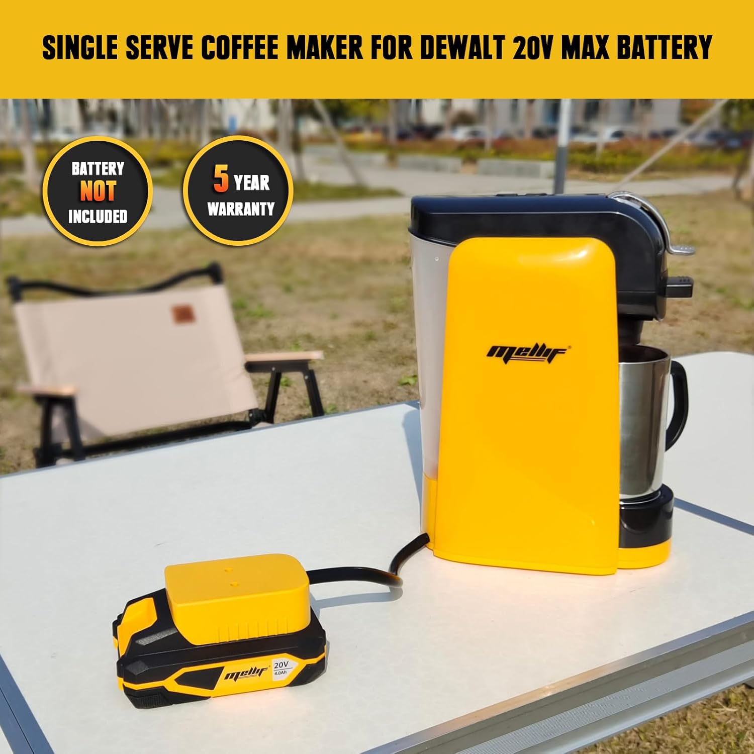 Cordless Coffee Maker for 20V Max Battery, Portable Single-Serve Brewer for K-Cup Pods and Ground Coffee U312981
