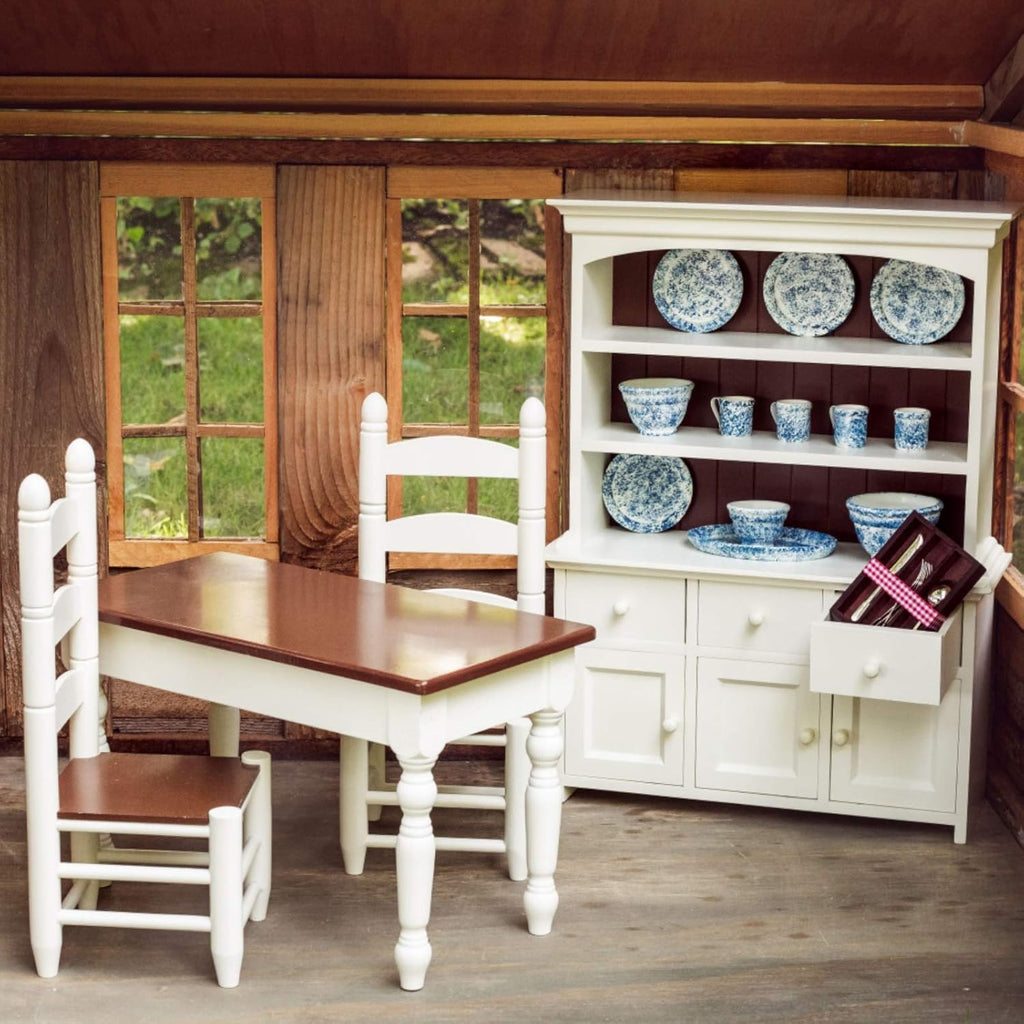 18 Inch Doll Furniture Wooden Kitchen Table and Two Chairs C4899