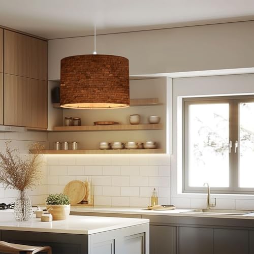 Plug-in Pendant Light with Linen Lampshade and Clear Cord H582900