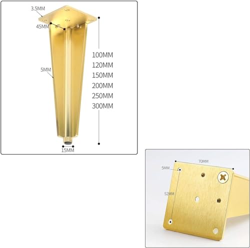 Adjustable Furniture Feet, Metal Cabinet Legs with Screws, Gold 30cm X82317