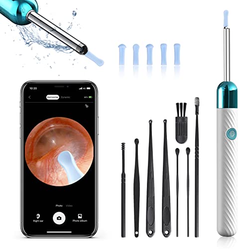 Ear Wax Removal, Ear Cleaner with Camera with 1080P, Otoscope with Light, Ear Wax Removal Kit with 6 Ear Pick, Ear Camera for iPhone, iPad, Android Phones (Blue)