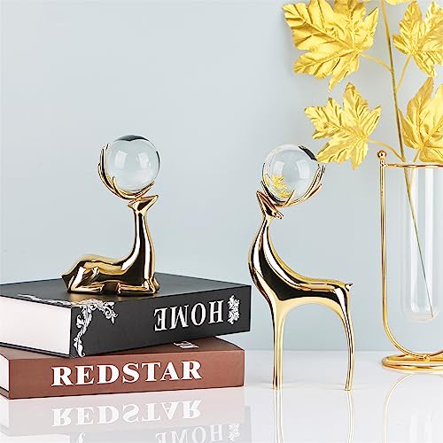 Reindeer Figurine Statues Set of 2 for Home Decor T830