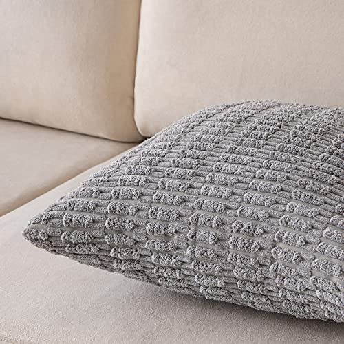 Blue Corduroy Throw Pillow Covers 12x20 Inch for Couch Bed Living Room R245