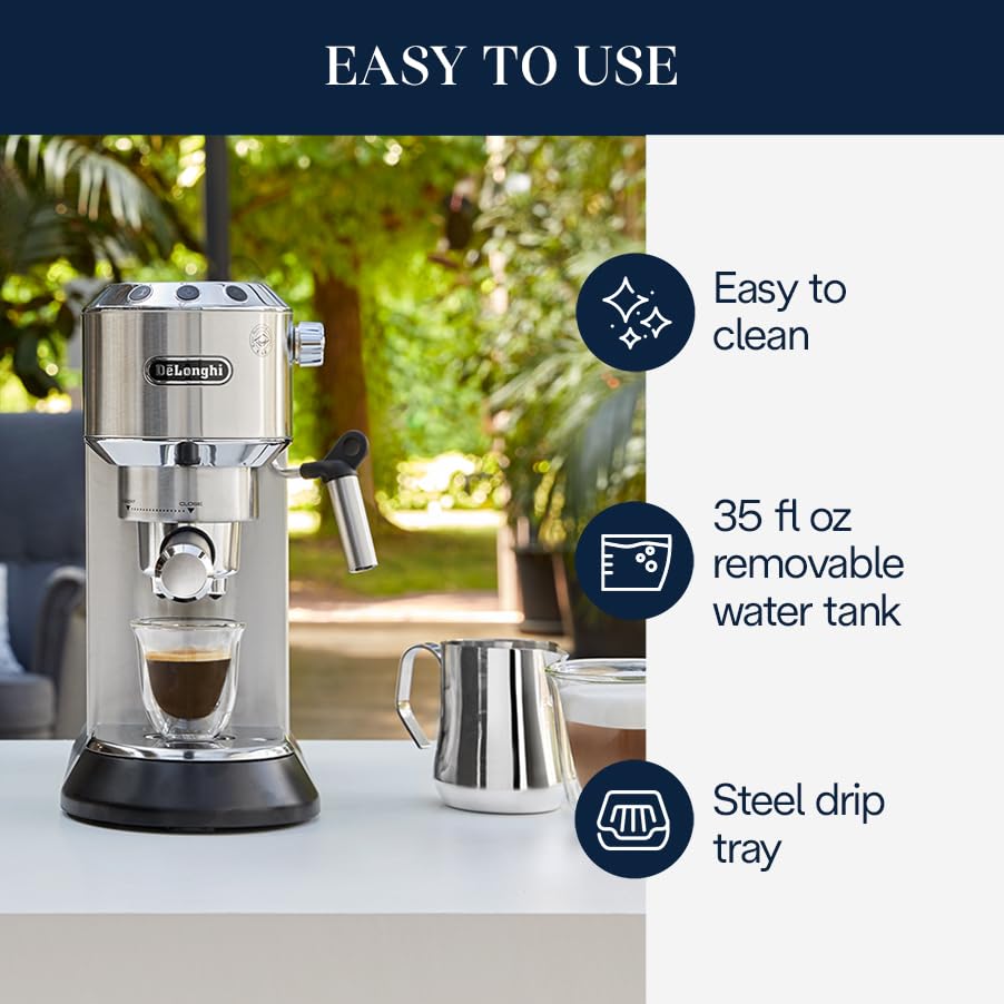 Espresso Machine with Milk Frother, Compact Stainless Steel Design W793411