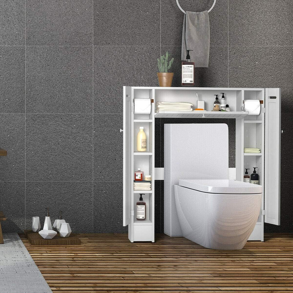 Freestanding Over The Toilet Cabinet with 2 Side Doors, White Y661
