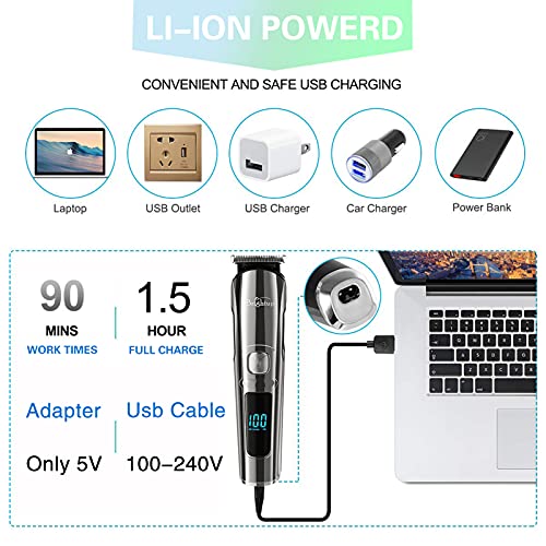 Beard Trimmer for Men, Waterproof Cordless Grooming Kit with LED Display X18958
