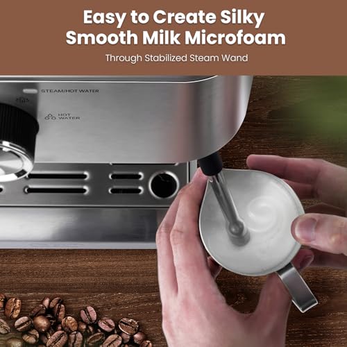 Commercial Espresso Machine with Adjustable Temperature and Milk Frother B429800
