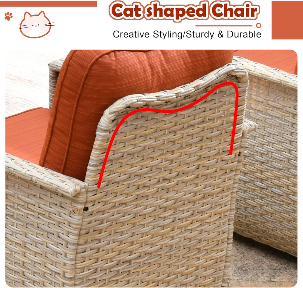 Outdoor Patio Conversation Set with Pet House Wicker Rattan Sofa N2343