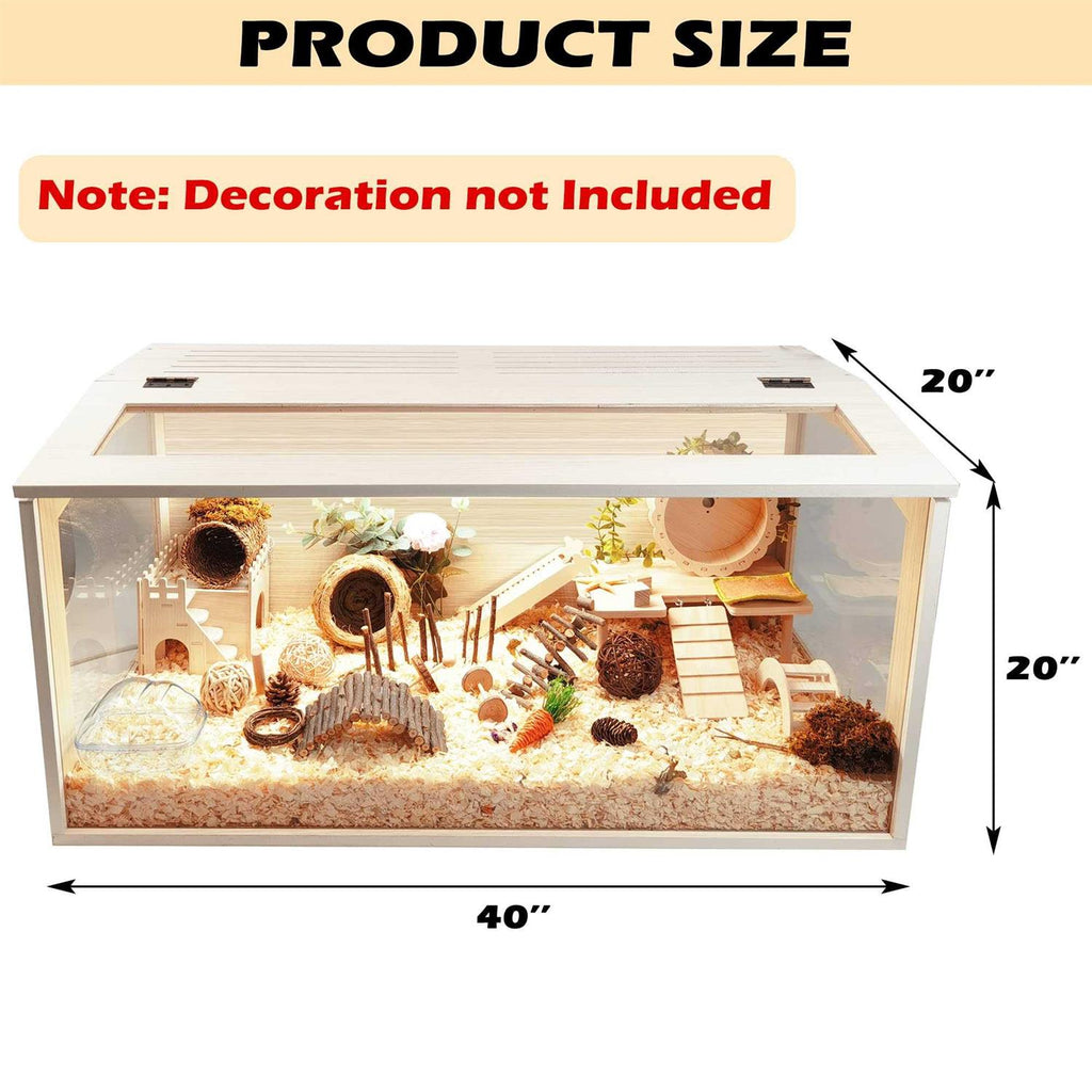 Hamster Cage Wooden Mice Rat Habitat with Acrylic Sheets C926304