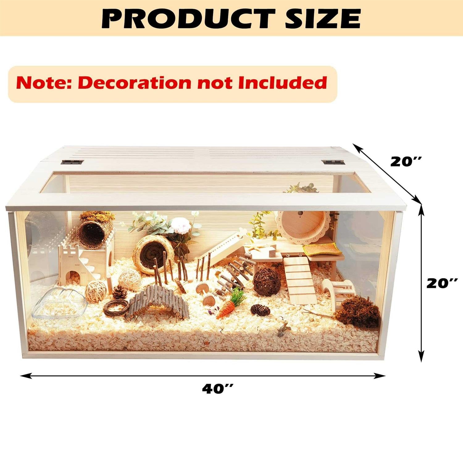 Hamster Cage Wooden Mice Rat Habitat with Acrylic Sheets C926304