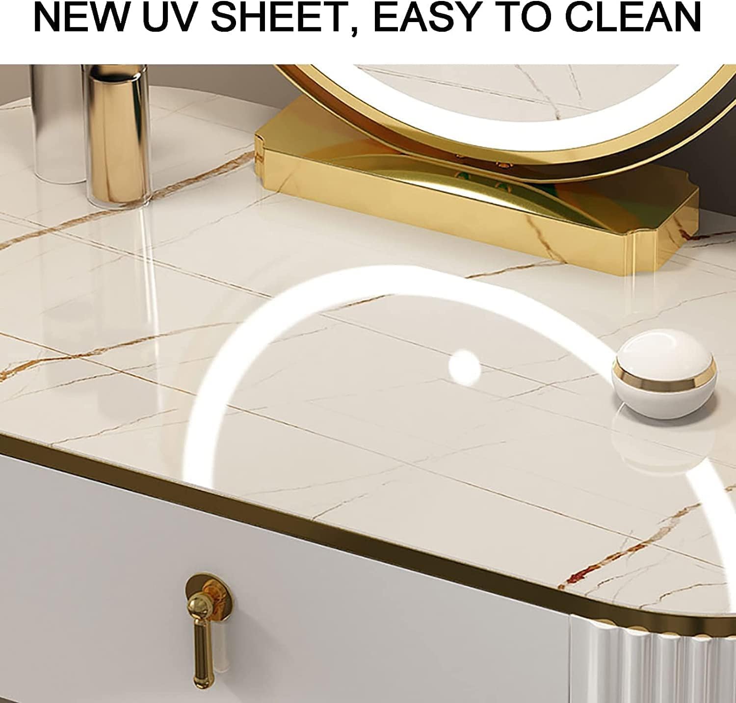 Vanity Desk with Lighted Mirror and Adjustable Cabinet M1735