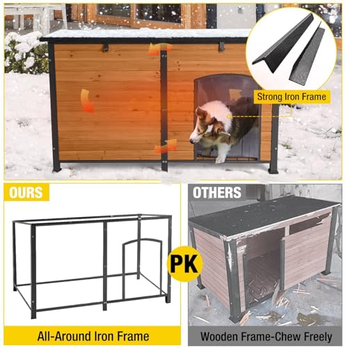 59" Insulated Dog House with Liner for Winter, Waterproof for Outdoor & Indoor Use B1510
