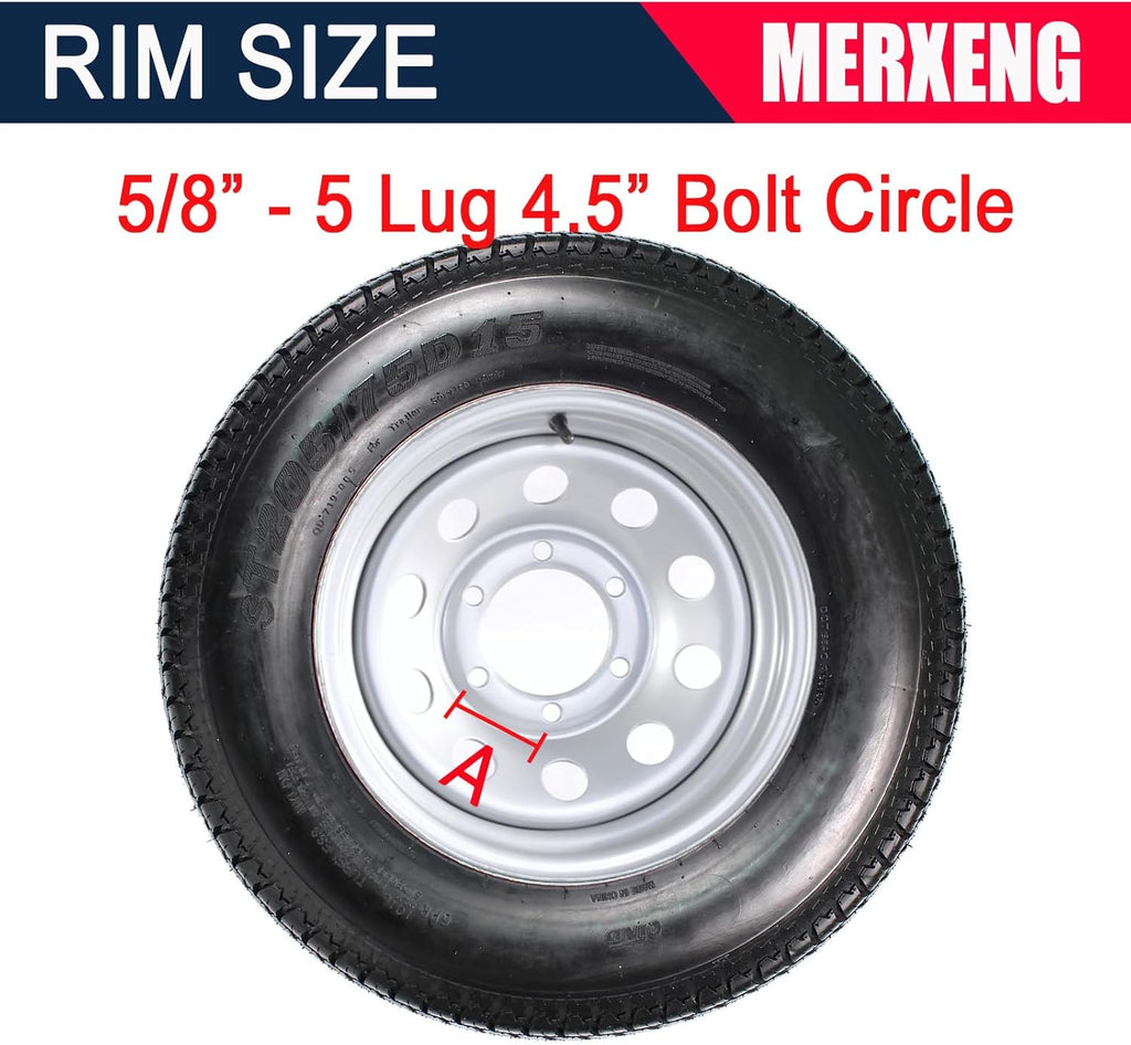 ST205/75D15 Trailer Tires, 5 Lug, 6PR Load Range C, 15in, Pack of 2 P853049