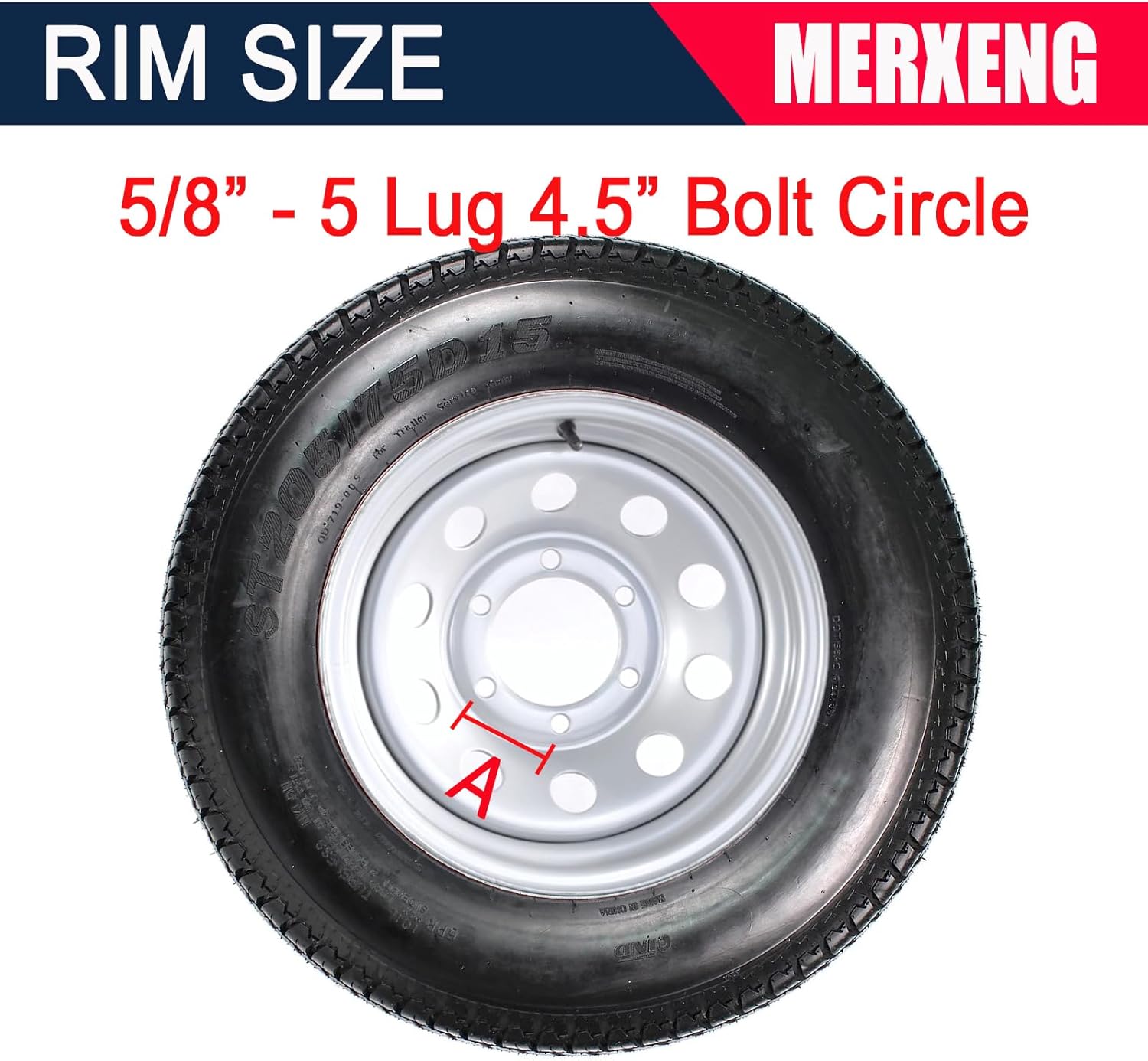 ST205/75D15 Trailer Tires, 5 Lug, 6PR Load Range C, 15in, Pack of 2 P853049
