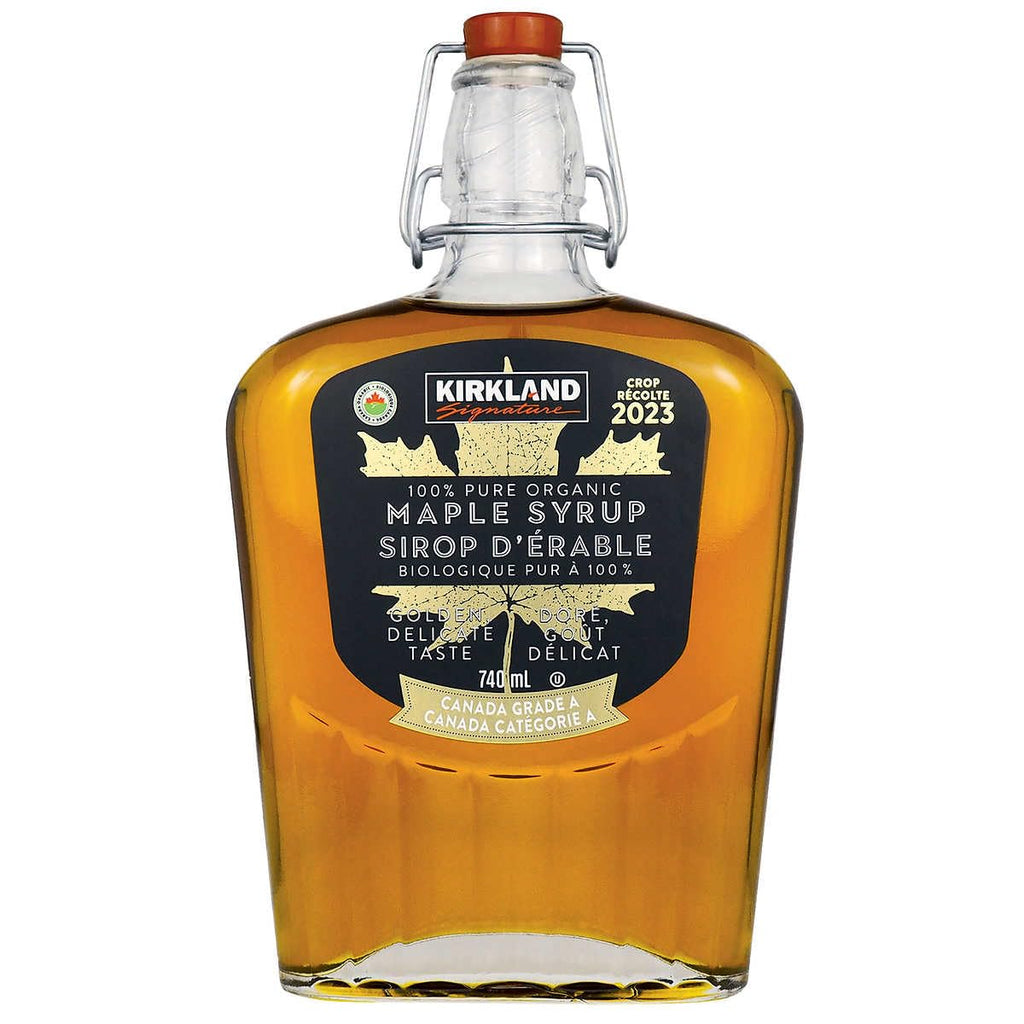 Kirkland Signature 100% Pure Organic Maple Syrup, Canada Grade A, 740mL/26 fl. oz. Bottle (Imported from Canada)