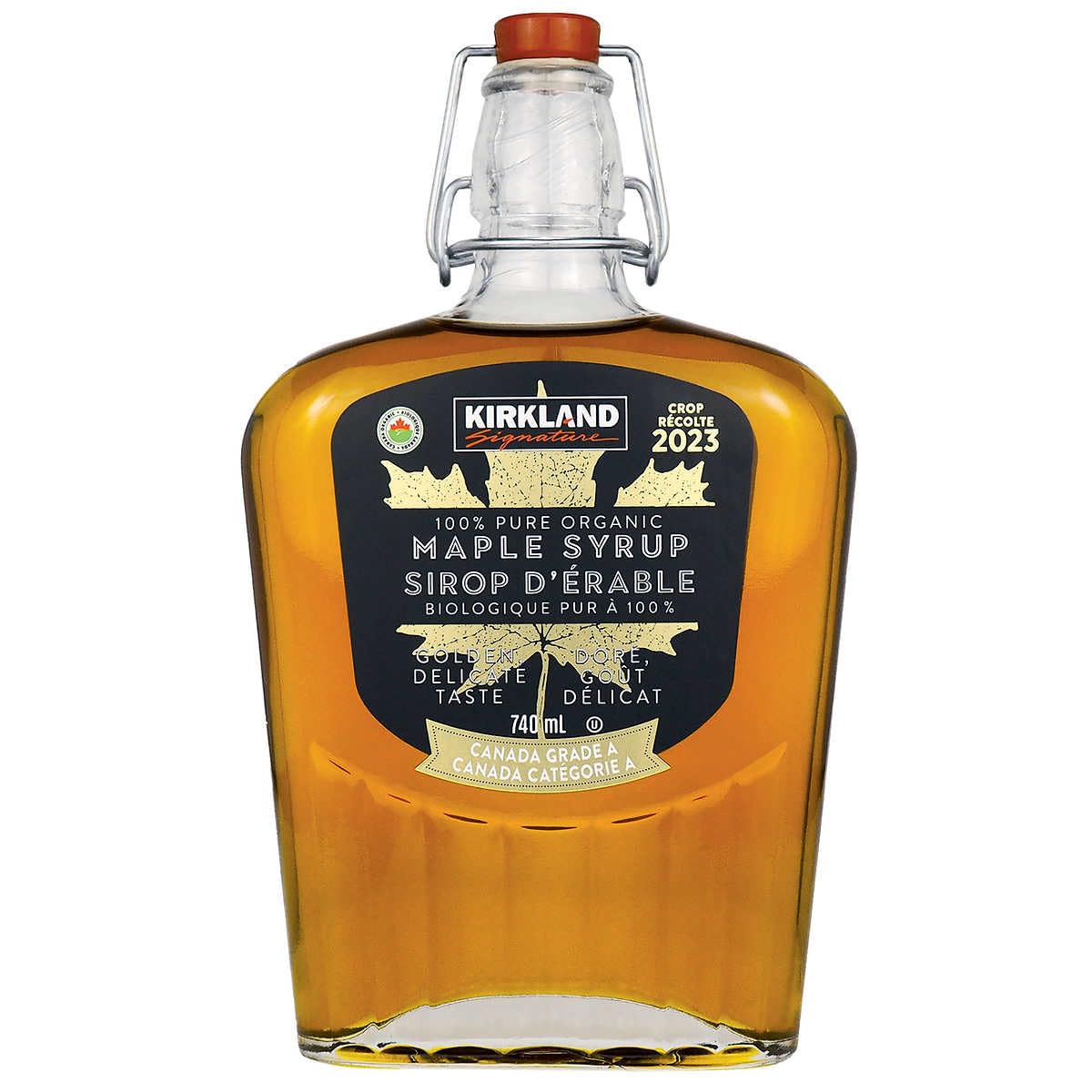 Kirkland Signature 100% Pure Organic Maple Syrup, Canada Grade A, 740mL/26 fl. oz. Bottle (Imported from Canada)