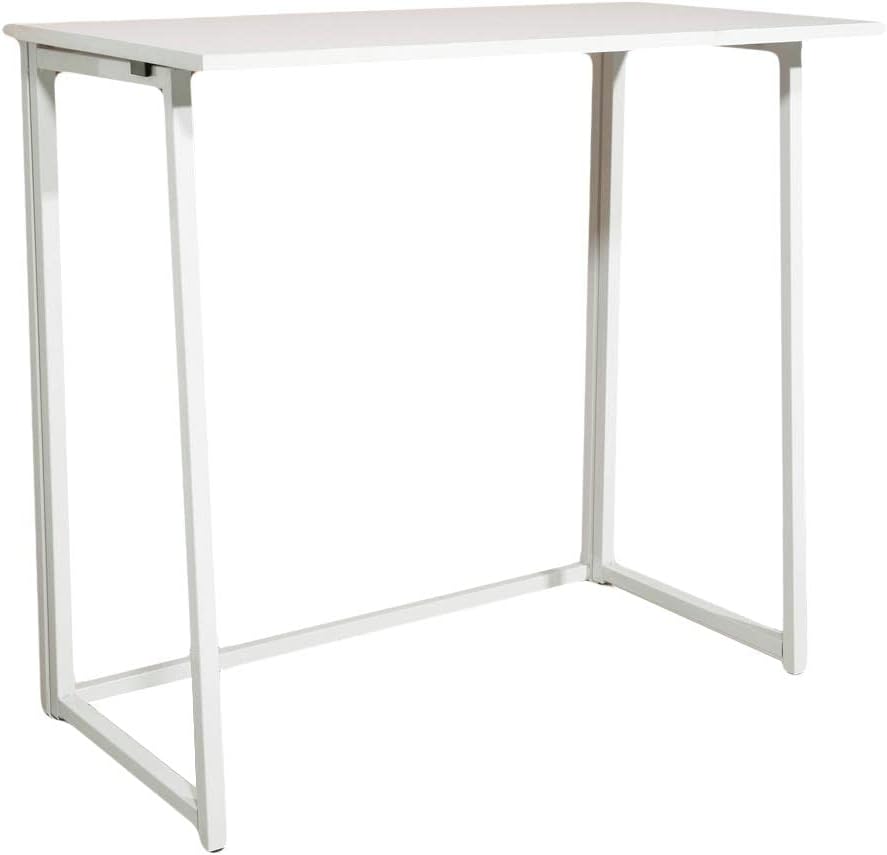 Collapsible Computer Desk White Portable Folding Workstation U963473