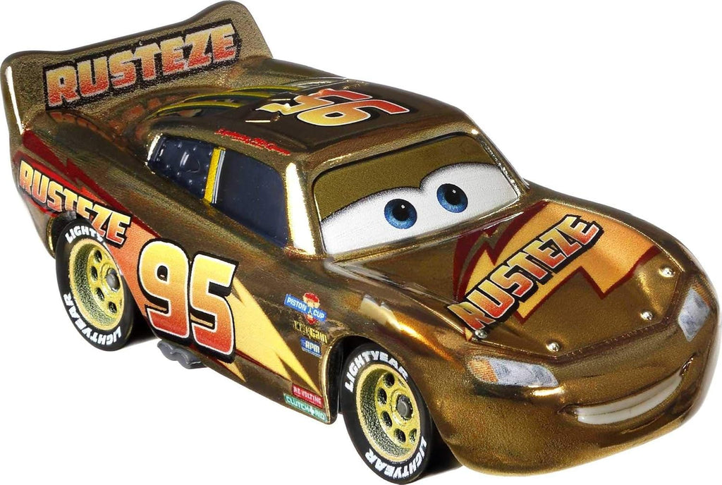 Disney Cars Golden Die-Cast Lightning McQueen 1:55Scale Movie Character for Racing and Storytelling Fun, Gift for Kids Age 3 Years and Older