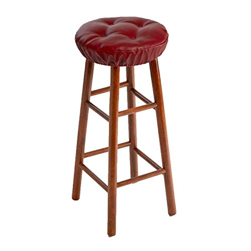 Tufted Faux Leather Round Bar Stool Cushions, 14", 4 Pack, Saddle Brown Y568661