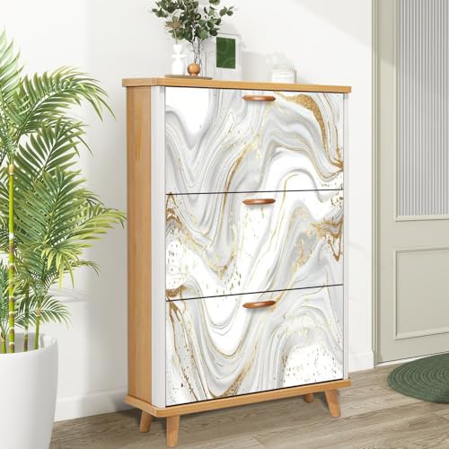 Shoe Cabinet with 3 Flip Drawers Wooden Storage for Entryway X55058