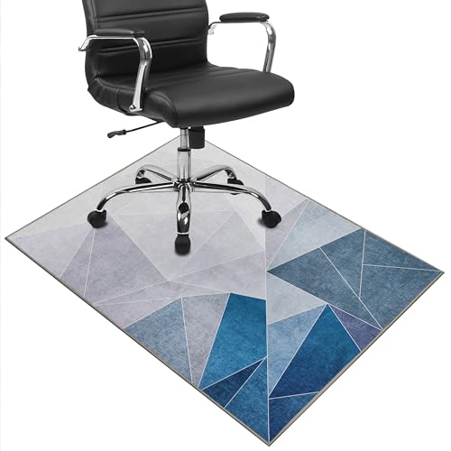 Office Chair Mat for Hardwood Floor, 36"x48" Office Rug Easy to Move,Floor Mat for Office Chair,Rolling Chair Mat - Office Home Anti-Slip Desk Chair Mat for Laminate/Tile Floor, Black Blue