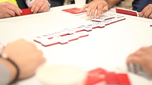 Red Double Nine High Gloss Dominoes Set with Wooden Storage Box U968