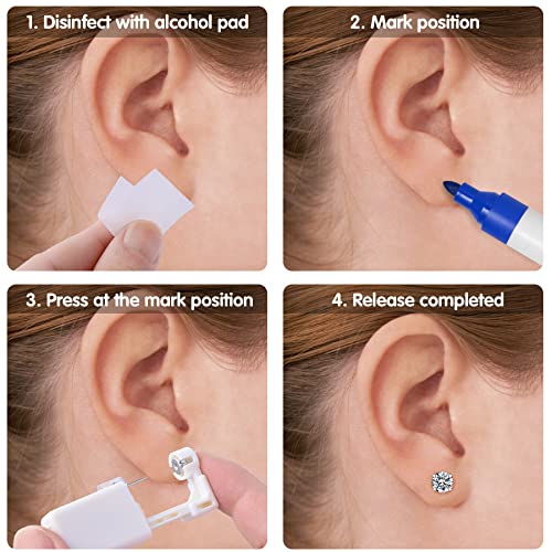 16 Pcs Disposable Ear Piercing Kit with Cubic Zirconia Stud F616