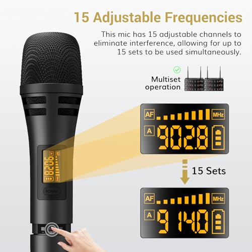 Wireless Microphone System with Receiver for Karaoke and Singing K9162
